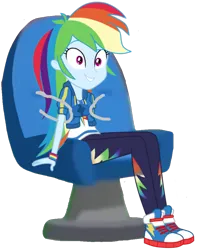 Size: 1724x2168 | Tagged: safe, artist:ilaria122, derpibooru import, editor:jbrony, rainbow dash, equestria girls, chair, clothes, converse, cute, female, g4, geode of super speed, image, little einsteins, magical geodes, pants, png, seat, seatbelt, shirt, shoes, simple background, sitting, sneakers, solo, sweatshirt, t-shirt, wristband
