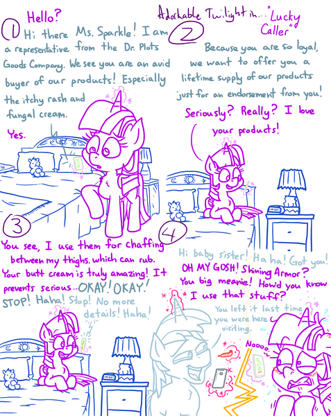 Size: 4779x6013 | Tagged: safe, artist:adorkabletwilightandfriends, derpibooru import, shining armor, twilight sparkle, twilight sparkle (alicorn), alicorn, comic:adorkable twilight and friends, adorkable, adorkable twilight, bed, bedroom, blushing, brother and sister, clock, comic, cute, dork, embarrassed, female, happy, image, joke, lamp, lying down, magic, male, mobile phone, ointment, phone, phone call, pillow, plushie, png, prank, prank call, sibling, siblings, slice of life, smartphone, teddy bear, tissue box