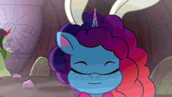 Size: 1280x720 | Tagged: safe, derpibooru import, screencap, pony, unicorn, g5, my little pony: tell your tale, spoiler:g5, spoiler:my little pony: tell your tale, spoiler:tyts02e10, absurd file size, absurd gif size, animated, bunny ears, buried in a good book, cave, crying, cute, daaaaaaaaaaaw, drawing, duo, duo male and female, female, gif, horn, image, male, mare, misty brightdawn, rebirth misty, zantorp
