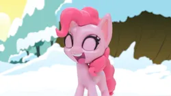 Size: 1920x1080 | Tagged: safe, derpibooru import, screencap, pinkie pie, earth pony, pony, my little pony: pony life, my little pony: stop motion short, snowball fight (short), cute, g4, image, laughing, png