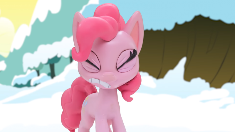 Size: 1920x1080 | Tagged: safe, derpibooru import, screencap, pinkie pie, earth pony, pony, my little pony: pony life, my little pony: stop motion short, snowball fight (short), cringing, cute, g4, image, png