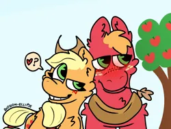 Size: 2160x1620 | Tagged: safe, artist:blossomeclipse, derpibooru import, applejack, big macintosh, applecest, blushing, brother and sister, duo, duo male and female, female, image, incest, male, png, shipping, siblings