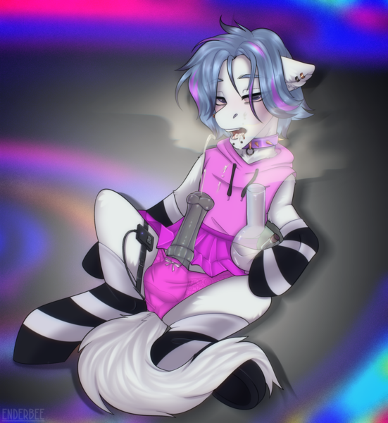 Size: 2573x2800 | Tagged: explicit, artist:enderbee, derpibooru import, oc, oc:songbird, earth pony, pony, abstract background, bong, clothes, collar, cum, cum in mouth, cumming, ear piercing, hoof hold, horsecock, image, leg strap, lidded eyes, male, nudity, open mouth, panties, penis, piercing, png, sex toy, smoke, smoking, socks, solo, solo male, stockings, thigh highs, trippy, underwear, vibrator