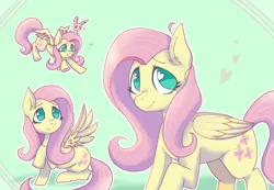 Size: 1390x962 | Tagged: safe, artist:pikachu0205, derpibooru import, angel bunny, fluttershy, pegasus, pony, rabbit, animal, cute, emanata, female, g4, heart, image, multeity, png, question mark, smiling, spread wings, wings