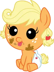 Size: 3000x4004 | Tagged: safe, artist:cloudy glow, derpibooru import, applejack, pony, apple family reunion, baby, babyjack, cute, foal, g4, image, jackabetes, png, simple background, solo, transparent background, vector, younger