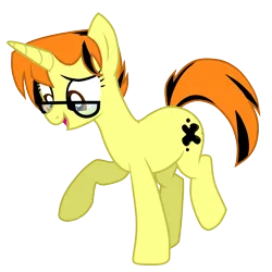 Size: 2500x2500 | Tagged: safe, artist:mitexcel, derpibooru import, oc, oc:merille artienda, unofficial characters only, pony, unicorn, base used, brown eyes, g4, glasses, highlights, horn, image, nonbinary, orange mane, orange tail, png, simple background, solo, tail, transparent background, yellow coat