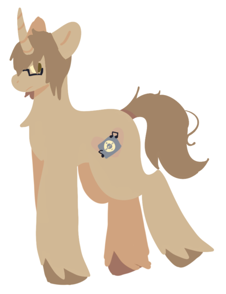 Size: 732x952 | Tagged: safe, artist:clandestine, derpibooru import, ponified, pony, unicorn, brown hair, brown mane, brown tail, derpibooru exclusive, glasses, hooves, horn, image, lineless, messy tail, mikey way, my chemical romance, png, simple background, solo, sweatband, tail, transparent background, unshorn fetlocks