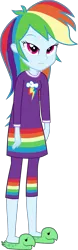 Size: 1408x4500 | Tagged: safe, artist:octosquish7260, derpibooru import, rainbow dash, human, equestria girls, clothes, female, g4, image, nightgown, pajamas, pants, png, rainbow dash always dresses in style, rainbow dash is not amused, slippers, solo, standing, teenager, unamused