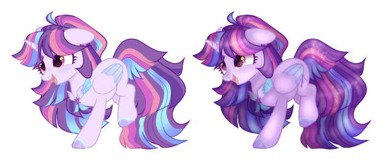 Size: 3031x1268 | Tagged: safe, artist:spectrumnightyt, derpibooru import, oc, alicorn, pony, female, image, magical lesbian spawn, mare, offspring, parent:rainbow dash, parent:twilight sparkle, parents:twidash, png, simple background, solo, transparent background