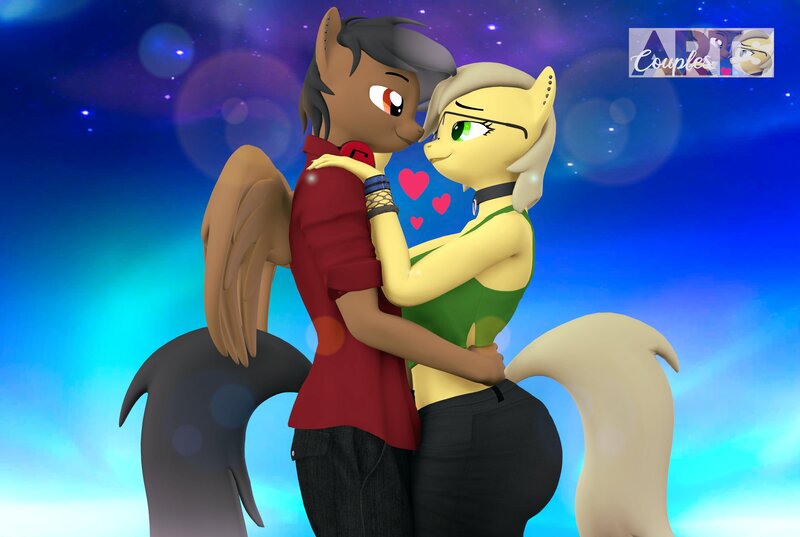 Size: 2680x1800 | Tagged: safe, artist:jdarts6, ponerpics import, ponybooru import, anthro, 3d, breasts, female, image, jpeg, looking at each other, male
