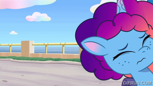 Size: 520x293 | Tagged: safe, derpibooru import, screencap, izzy moonbow, pony, unicorn, g5, my little pony: tell your tale, animated, dancing, duo, duo female, female, gif, gifrun.com, horn, image, mare, misty brightdawn, sparkle school