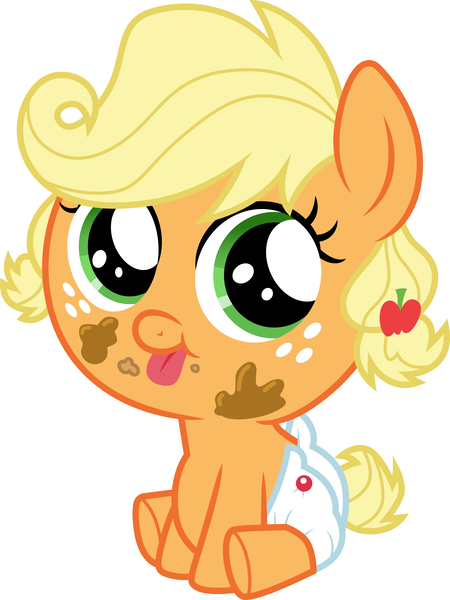 Size: 3000x4004 | Tagged: safe, artist:cloudy glow, derpibooru import, edit, applejack, pony, apple family reunion, baby, babyjack, cute, foal, g4, image, jackabetes, png, simple background, solo, stain, transparent background, vector, younger
