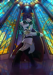 Size: 2039x2894 | Tagged: safe, artist:glumarkoj, derpibooru import, oc, unofficial characters only, earth pony, pony, bipedal, cloak, clothes, epaulettes, image, jacket, jpeg, male, solo, stained glass, stallion, window