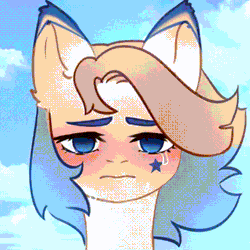 Size: 560x560 | Tagged: safe, artist:glumarkoj, derpibooru import, oc, unofficial characters only, pony, crying, ear fluff, facial markings, female, gif, image, mare, solo, wind, windswept mane
