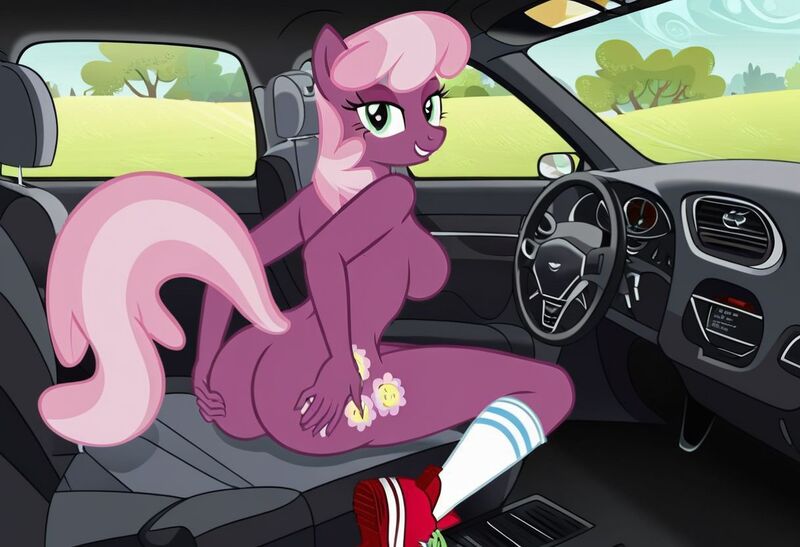Size: 1216x832 | Tagged: questionable, ai content, machine learning generated, stable diffusion, cheerilee, anthro, earth pony, busty cheerilee, butt grope, car interior, exhibitionism, flirty, image, inviting, jpeg, looking back at you, nudity, seductive pose, sexy, sideboob, sitting, smiling, sneakers, solo, teacher, white socks