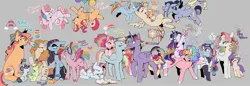 Size: 1816x625 | Tagged: safe, artist:piesinful, derpibooru import, oc, oc:apple carousel, oc:astral bolt, oc:birdsong, oc:blue heart, oc:candy pop, oc:cotton cloud, oc:dream seed, oc:farcical joke, oc:golden shine, oc:harvest flare, oc:milky way, oc:prism glow, oc:rainbow dash jr, oc:satin snow, oc:serenity, oc:sky chaser, oc:sour apple, oc:starrise, oc:sugar bliss, oc:supernova, oc:sweet wave, alicorn, butterfly, earth pony, insect, pegasus, pony, unicorn, balloon, bandaid, book, bow, chains, choker, clothes, coat markings, colored wings, colt, eye scar, facial markings, facial scar, female, filly, flower, flower in hair, flying, foal, freckles, glasses, goggles, goggles on head, hair bow, hair bun, hat, headphones, horn, image, jpeg, lab coat, lying down, makeup, male, mare, next generation, parent:applejack, parent:fluttershy, parent:pinkie pie, parent:rainbow dash, parent:rarity, parent:twilight sparkle, prone, rainbow dash gets all the mares, reading, riding, riding a pony, running makeup, scar, sitting, sleeping, spiked choker, spread wings, stallion, starry eyes, unshorn fetlocks, wall of tags, wingding eyes, wings