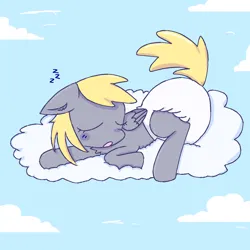 Size: 1280x1280 | Tagged: safe, derpibooru import, derpy hooves, pegasus, pony, cloud, cute, diaper, ear fluff, female, image, on a cloud, png, poofy diaper, sky, sleeping, sleeping on a cloud
