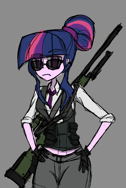 Size: 1411x2099 | Tagged: safe, artist:willowcatkin, derpibooru import, sci-twi, twilight sparkle, equestria girls, clothes, counter-strike, g4, gray background, image, png, simple background, solo, suit