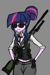 Size: 1411x2099 | Tagged: safe, artist:willowcatkin, derpibooru import, sci-twi, twilight sparkle, equestria girls, clothes, counter-strike, g4, gray background, image, png, simple background, solo, suit