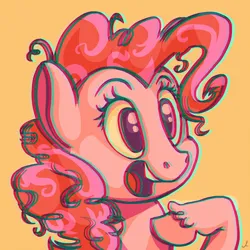 Size: 4800x4800 | Tagged: safe, artist:docwario, derpibooru import, pinkie pie, earth pony, pony, absurd file size, absurd resolution, bust, chromatic aberration, female, g4, hoof on chest, image, open mouth, png, portrait, smiling, solo