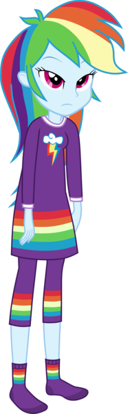 Size: 1396x4500 | Tagged: safe, alternate version, artist:octosquish7260, derpibooru import, rainbow dash, human, equestria girls, clothes, female, g4, image, nightgown, pajamas, pants, png, rainbow dash always dresses in style, rainbow dash is not amused, rainbow socks, socks, solo, standing, striped socks, teenager, unamused