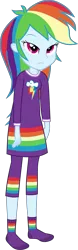 Size: 1396x4500 | Tagged: safe, alternate version, artist:octosquish7260, derpibooru import, rainbow dash, human, equestria girls, clothes, female, g4, image, nightgown, pajamas, pants, png, rainbow dash always dresses in style, rainbow dash is not amused, rainbow socks, socks, solo, standing, striped socks, teenager, unamused