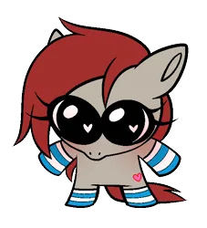 Size: 569x628 | Tagged: safe, artist:angie imagines, derpibooru import, oc, oc:ponepony, unofficial characters only, chibi, clothes, female, heart, heart eyes, image, png, socks, solo, striped socks, wingding eyes
