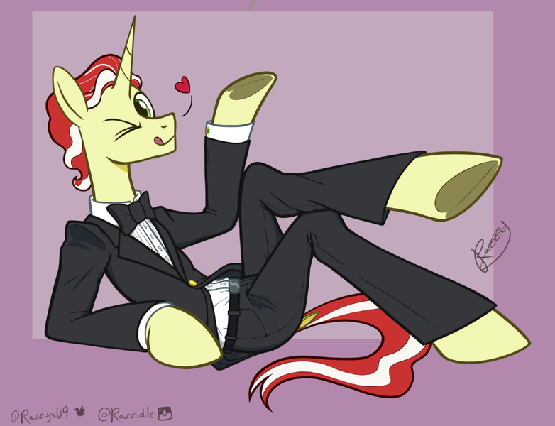 Size: 2619x2010 | Tagged: safe, derpibooru import, flim, unicorn, bowtie, clothes, horn, image, png, solo, tuxedo