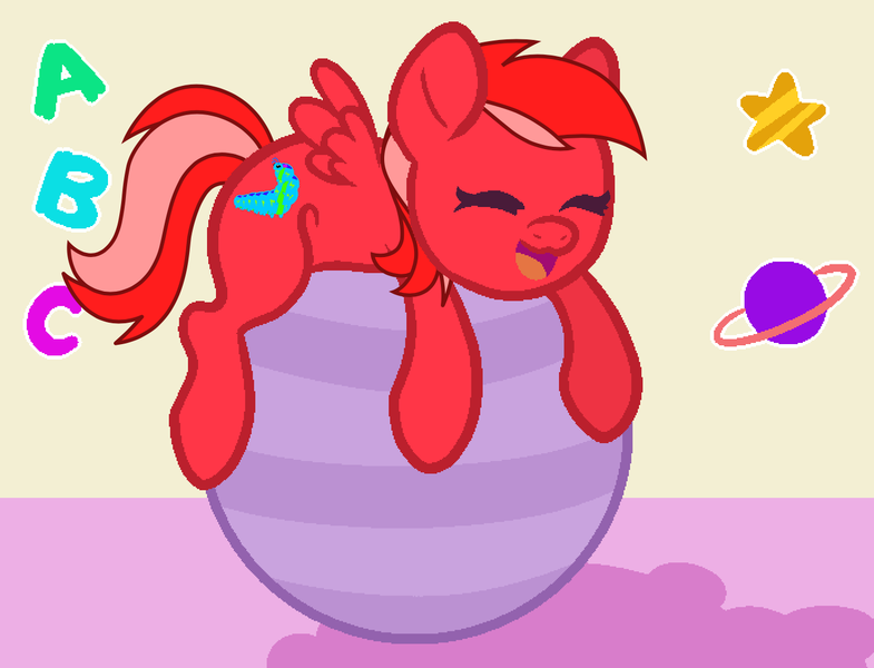 Size: 1376x1052 | Tagged: safe, artist:aidanthedrawerboi10, artist:arxielle, derpibooru import, oc, oc:cerise blossom, pony, ball, female, filly, foal, image, png, solo