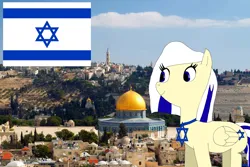 Size: 1600x1067 | Tagged: safe, artist:enterusxrname, derpibooru import, oc, ponified, unofficial characters only, pegasus, pony, female, flag, image, israel, jerusalem, mare, nation ponies, png, redraw, solo, star of david, wings