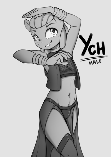 Size: 2816x3976 | Tagged: questionable, artist:felixf, derpibooru import, oc, unofficial characters only, anthro, commission, concubine, dancer, image, male, png, sketch, ych sketch, your character here