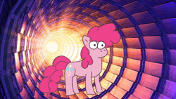Size: 1280x720 | Tagged: safe, artist:zoeyhorse, derpibooru import, pinkie pie, earth pony, pony, animated, disintegration, female, g4, image, large hadron collider, mare, no sound, solo, webm
