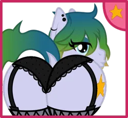 Size: 361x333 | Tagged: suggestive, artist:thunderboltx33, ponerpics import, oc, unofficial characters only, pony, butt, clothes, female, image, lipstick, mare, png, socks