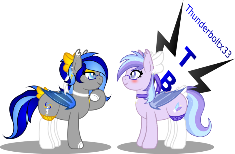 Size: 1154x757 | Tagged: safe, artist:thunderboltx33, ponerpics import, oc, unofficial characters only, pony, clothes, female, glasses, image, looking at each other, mare, png, socks