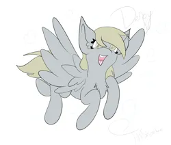 Size: 2684x2280 | Tagged: safe, artist:tkshoelace, derpibooru import, derpy hooves, pegasus, pony, chest fluff, female, flying, image, png, simple background, solo, spread wings, white background, wings