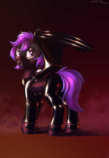 Size: 2000x2900 | Tagged: artist needed, suggestive, ponerpics import, ponybooru import, oc, unofficial characters only, pony, bodysuit, drone, image, jpeg, latex, male