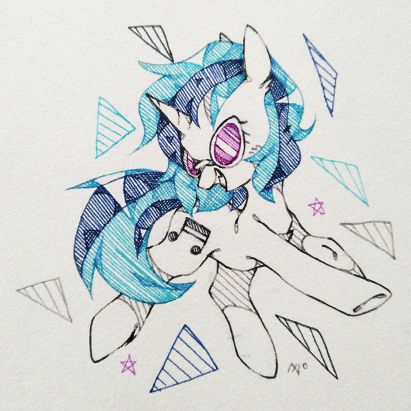 Size: 2000x2000 | Tagged: safe, artist:xorze, derpibooru import, vinyl scratch, pony, unicorn, female, horn, image, jpeg, mare, simple background, solo, traditional art, white background