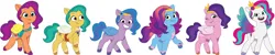 Size: 5999x1202 | Tagged: safe, artist:prixy05, derpibooru import, pipp petals, pegasus, pony, g5, my little pony: tell your tale, female, hipp petals, iipp petals, image, mare, mipp petals, multeity, palette swap, pipp pipp pipp, png, recolor, simple background, sipp petals, white background, zipp petals