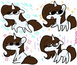 Size: 2048x1726 | Tagged: safe, artist:petaltwinkle, derpibooru import, oc, oc:brittneigh ackermane, unofficial characters only, pony, unicorn, big eyes, blushing, brown mane, brown tail, chibi, commission, crying, emanata, eye clipping through hair, female, horn, image, jpeg, mare, open mouth, open smile, prancing, raised hoof, shiny eyes, signature, simple background, smiling, straight mane, straight tail, tail, teardrop, unicorn horn, unicorn oc, waving, white background, white coat, wingding eyes, ych result