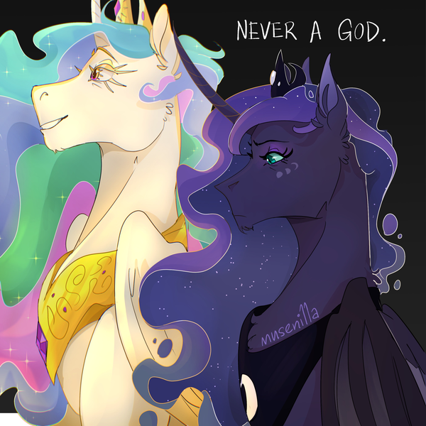 Size: 2048x2048 | Tagged: safe, artist:musenilla, derpibooru import, princess celestia, princess luna, alicorn, pony, image, jewelry, peytral, png, text, tiara