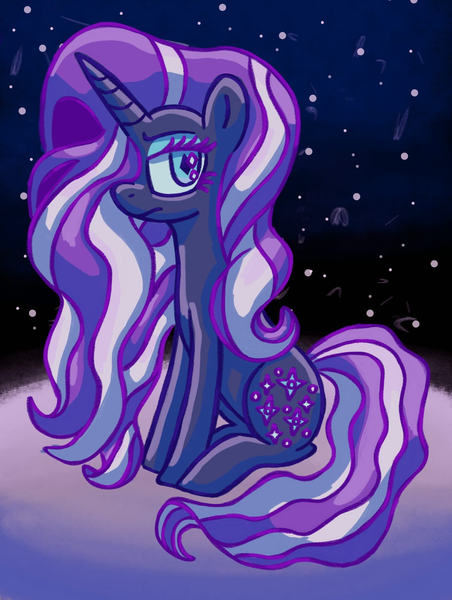 Size: 1204x1600 | Tagged: safe, derpibooru import, nightmare rarity, rarity, unicorn, fanart, horn, image, moon, png