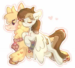 Size: 1600x1454 | Tagged: safe, artist:kingdom, derpibooru import, oc, unofficial characters only, alpaca, pegasus, pony, duo, eyes closed, image, jpeg, pegasus oc, wings
