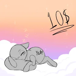 Size: 900x900 | Tagged: safe, artist:left4deadd, derpibooru import, oc, oc:any pony, cloud, colored, commission, for sale, image, png, sleeping, ych result, your character here