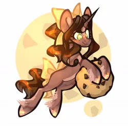 Size: 1096x1080 | Tagged: safe, artist:kingdom, derpibooru import, oc, unofficial characters only, pony, unicorn, brown coat, brown mane, cookie, food, full body, horn, image, jpeg, solo, unicorn oc