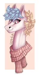 Size: 847x1633 | Tagged: safe, artist:reamina, derpibooru import, oc, oc:summer palette, pony, bust, clothes, image, male, png, portrait, scarf, solo, stallion