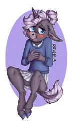 Size: 1066x1812 | Tagged: safe, artist:reamina, derpibooru import, oc, anthro, unguligrade anthro, unicorn, clothes, horn, image, png, skirt, solo, sweater