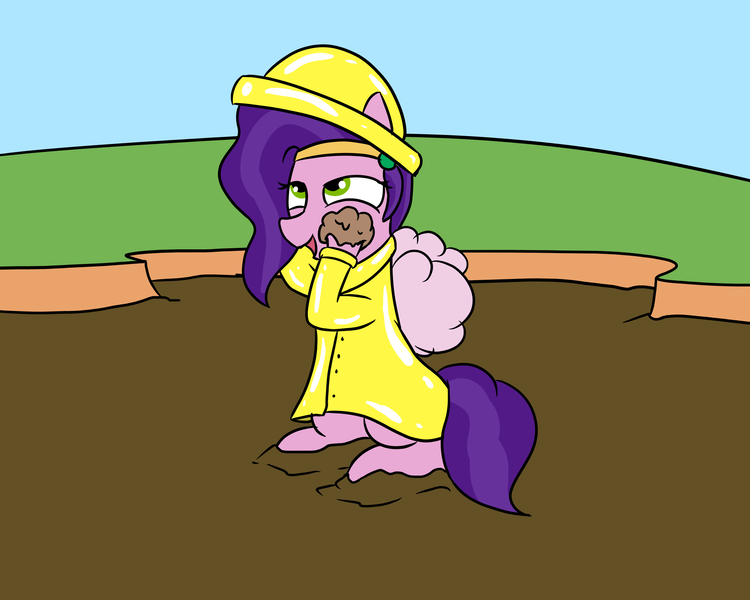 Size: 2000x1600 | Tagged: safe, artist:amateur-draw, derpibooru import, pipp petals, pegasus, pony, g5, female, hat, image, mare, mud, png, pvc, raincoat, simple background, solo, solo female, wet and messy, wings