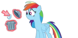 Size: 1278x635 | Tagged: safe, artist:brightstar40k, derpibooru import, rainbow dash, pegasus, pony, magic duel, cursor, female, g4, image, mare, mouthless, png, simple background, solo, transparent background, trash can