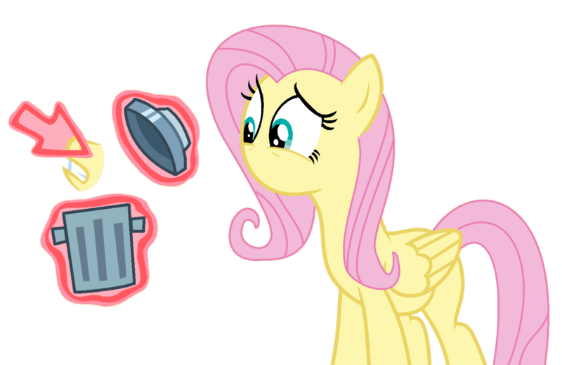Size: 1278x829 | Tagged: safe, artist:brightstar40k, derpibooru import, fluttershy, pegasus, pony, magic duel, cursor, female, g4, image, mare, mouthless, png, simple background, solo, transparent background, trash can