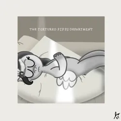 Size: 2048x2048 | Tagged: safe, artist:jesslmc16, derpibooru import, pipp petals, pegasus, pony, g5, album cover, digital art, eyes closed, female, image, lying down, mare, monochrome, png, solo, taylor swift, the tortured poets department, wings